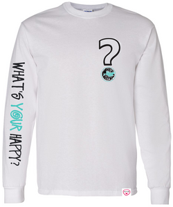 Found My Happy - WYH? White Long-sleeve front/back/sleeve Printed Tee - Found My Happy